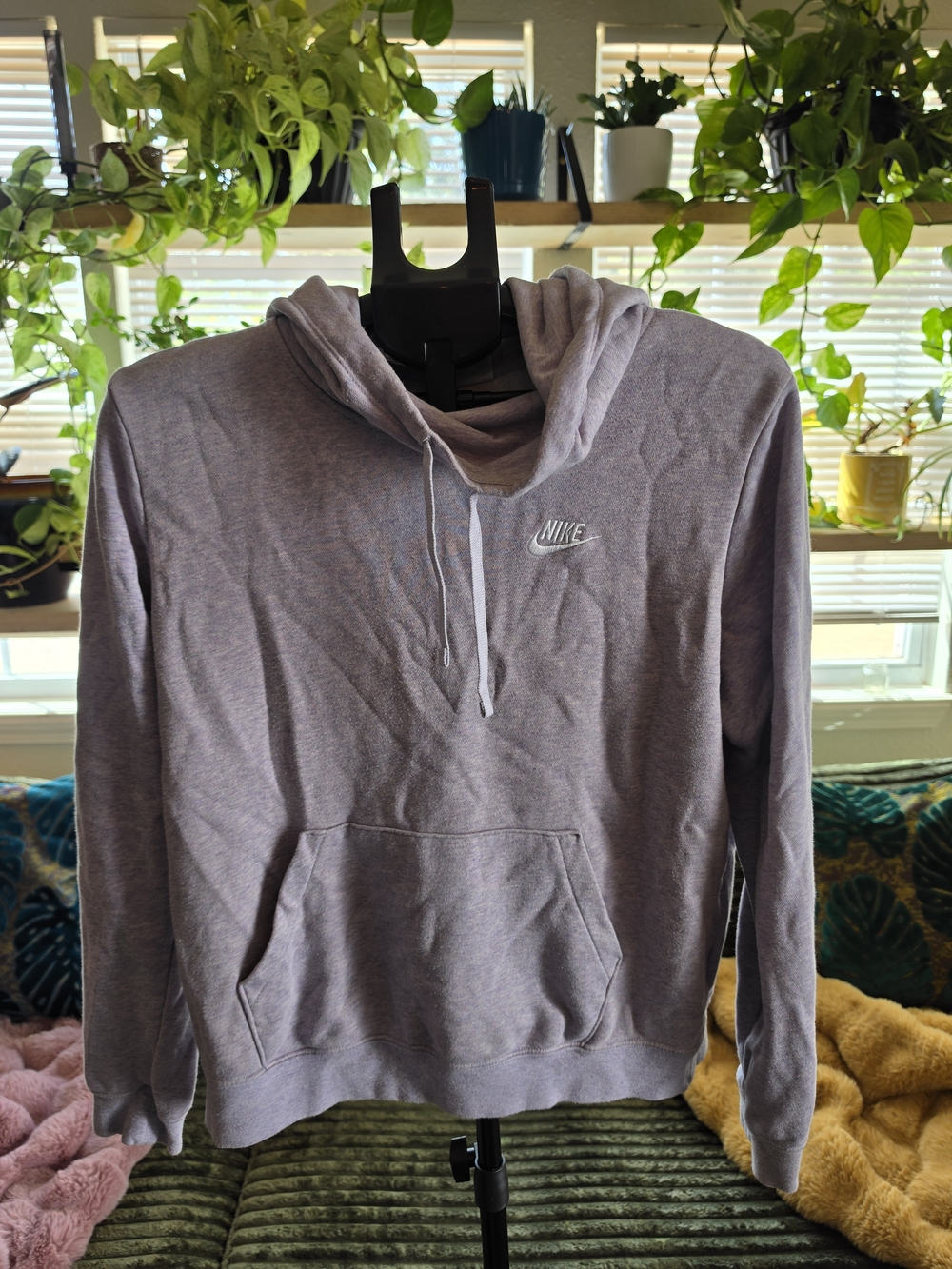 Nike Sportswear Heathered Purple Cowl Neck Funnel Hoodie Pullover